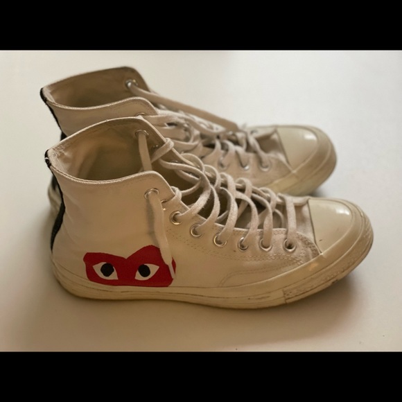 Comme des Garcons PLAY X Converse Milk Hi Top - Picture 3 of 5